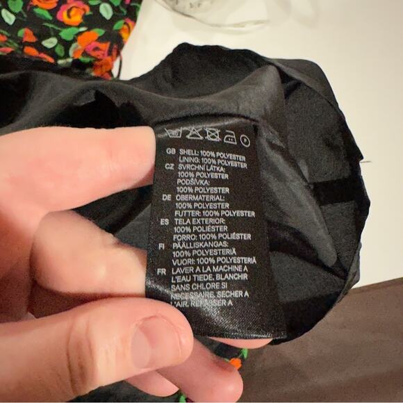 H&M Divided Black & Orange Floral Rose Print Sleeveless Dress Size 4‎ - Picture 8 of 11